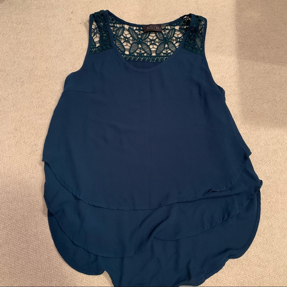 ASTR Tiered Teal Racerback Tank